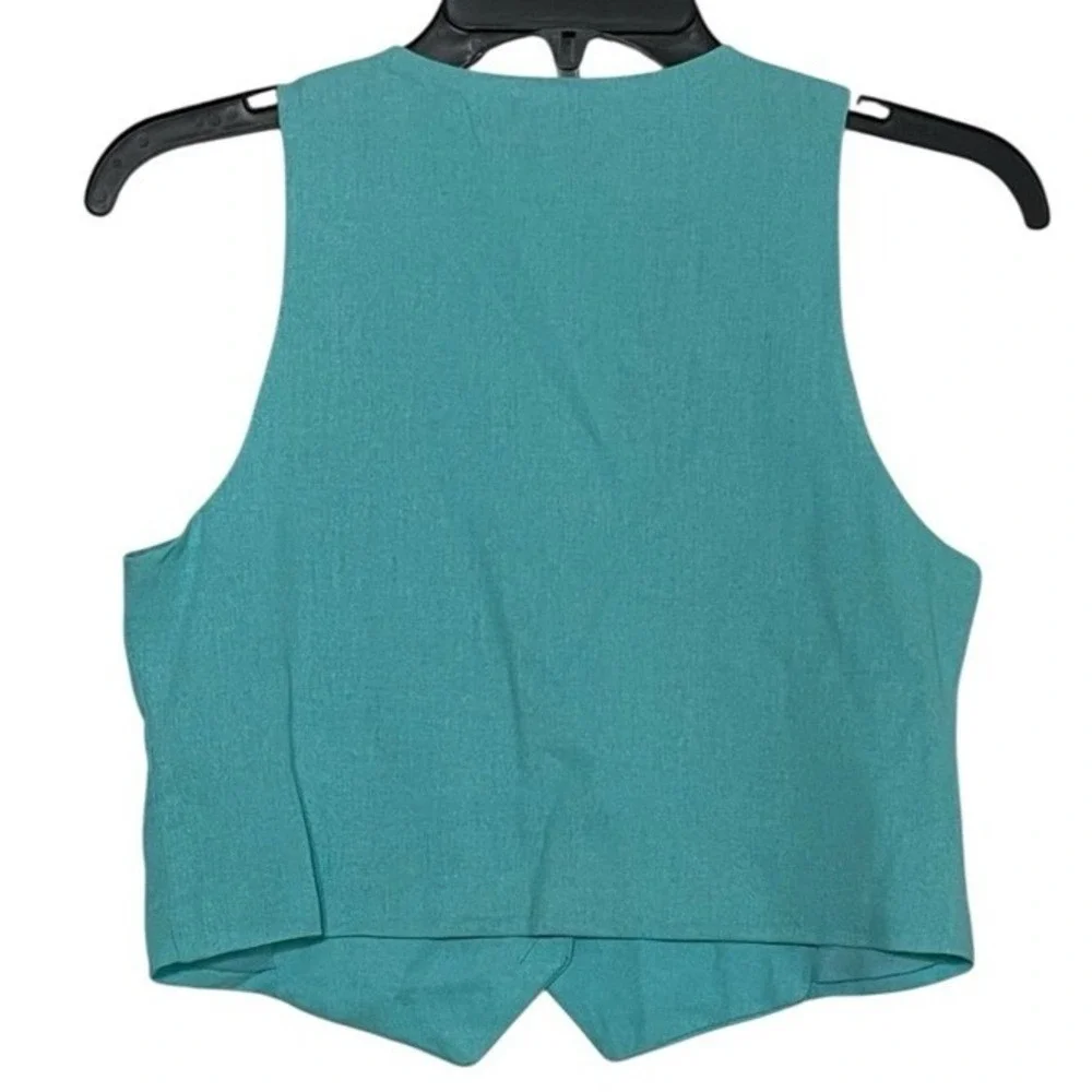NWT GB Girls Linen Blend Vest Blue Size‎ Large V-Neck